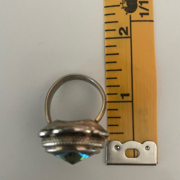 Vintage Whiting & Davis Mid-Century Watermelon Rainbow Glass Gold Ring Size 12 - Picture 10 of 12